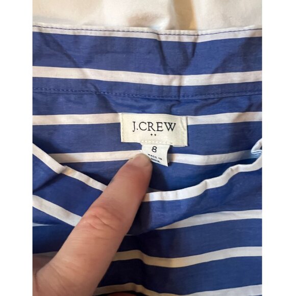 Women's J.Crew Factory Striped Funnelneck Long-Sleeved Blouse Blue, 8 - Picture 4 of 4